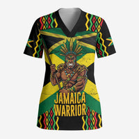 Jamaica Warrior Spirit Scrub Top Tribal Fighter in Reggae Colors - Wonder Print Shop