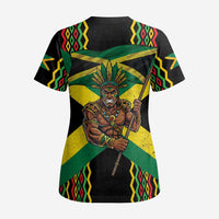 Jamaica Warrior Spirit Scrub Top Tribal Fighter in Reggae Colors - Wonder Print Shop