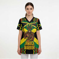 Jamaica Warrior Spirit Scrub Top Tribal Fighter in Reggae Colors - Wonder Print Shop