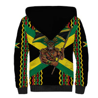 Jamaica Warrior Spirit Sherpa Hoodie Tribal Fighter in Reggae Colors - Wonder Print Shop