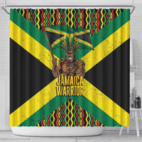Jamaica Warrior Spirit Shower Curtain Tribal Fighter in Reggae Colors - Wonder Print Shop