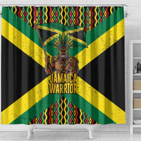 Jamaica Warrior Spirit Shower Curtain Tribal Fighter in Reggae Colors - Wonder Print Shop