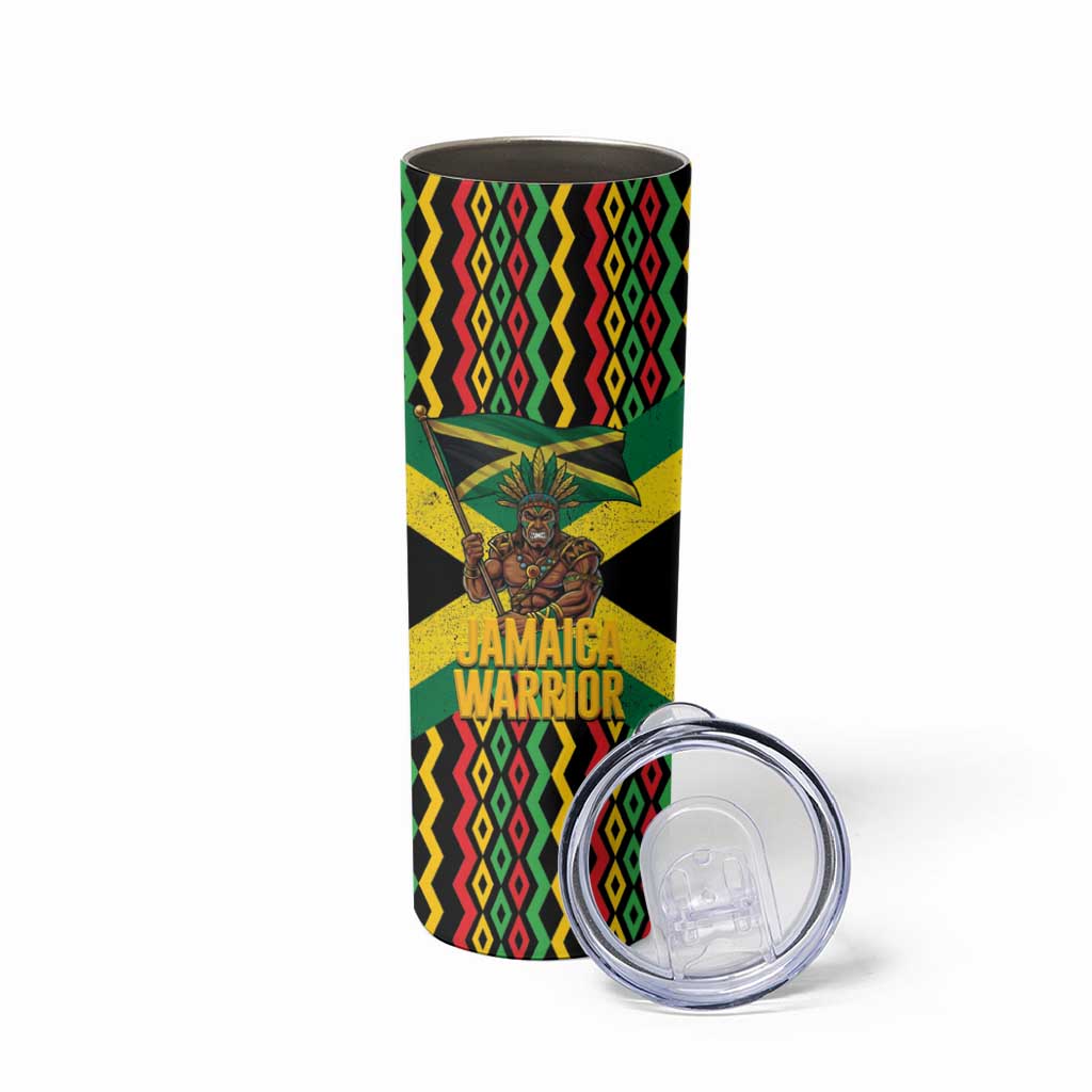 Jamaica Warrior Spirit Skinny Tumbler Tribal Fighter in Reggae Colors - Wonder Print Shop