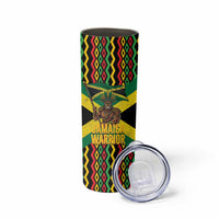 Jamaica Warrior Spirit Skinny Tumbler Tribal Fighter in Reggae Colors - Wonder Print Shop