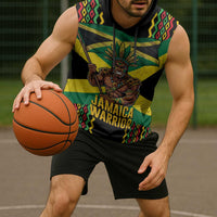 Jamaica Warrior Spirit Sleeveless Hoodie Tribal Fighter in Reggae Colors - Wonder Print Shop