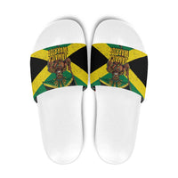Jamaica Warrior Spirit Slide Sandals Tribal Fighter in Reggae Colors - Wonder Print Shop