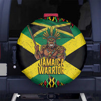 Jamaica Warrior Spirit Spare Tire Cover Tribal Fighter in Reggae Colors - Wonder Print Shop