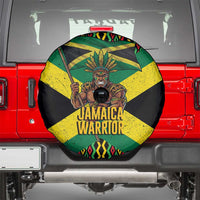 Jamaica Warrior Spirit Spare Tire Cover Tribal Fighter in Reggae Colors - Wonder Print Shop