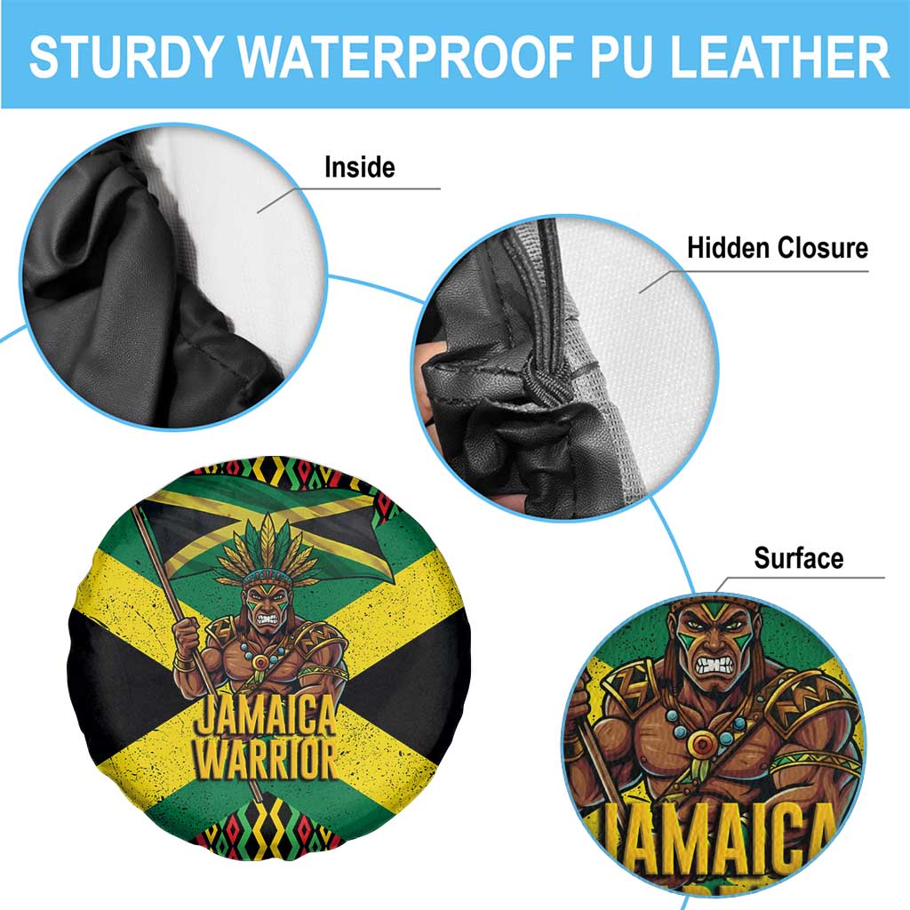 Jamaica Warrior Spirit Spare Tire Cover Tribal Fighter in Reggae Colors - Wonder Print Shop