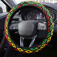 Jamaica Warrior Spirit Steering Wheel Cover Tribal Fighter in Reggae Colors - Wonder Print Shop