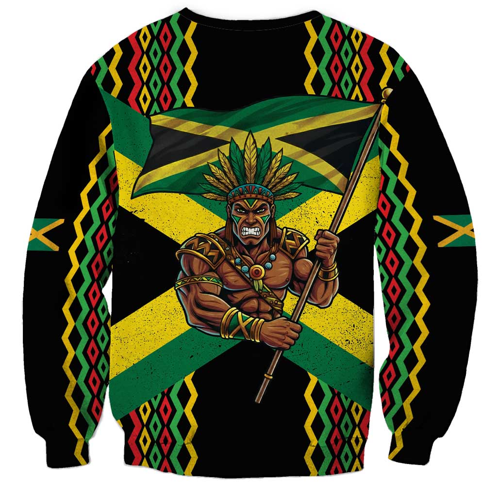 Jamaica Warrior Spirit Sweatshirt Tribal Fighter in Reggae Colors - Wonder Print Shop