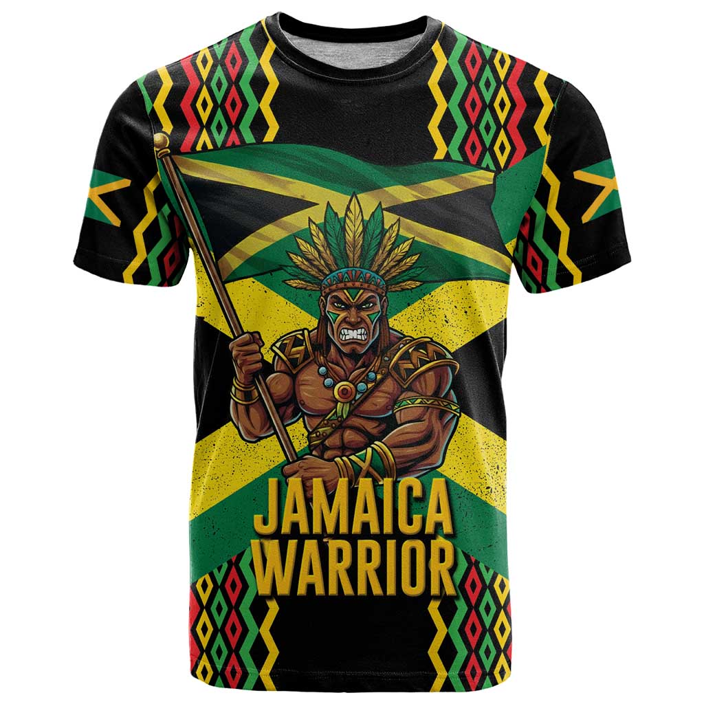 Jamaica Warrior Spirit T Shirt Tribal Fighter in Reggae Colors - Wonder Print Shop