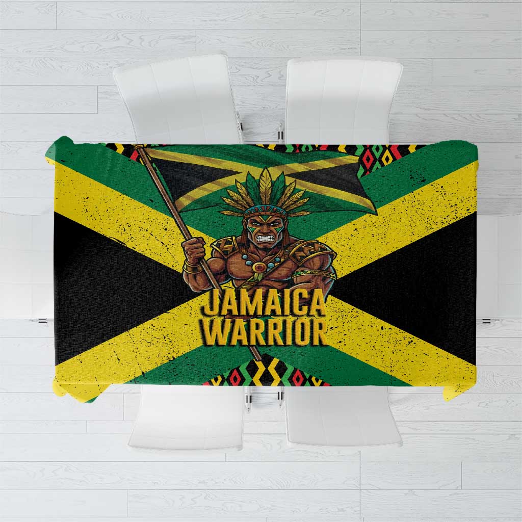 Jamaica Warrior Spirit Tablecloth Tribal Fighter in Reggae Colors - Wonder Print Shop