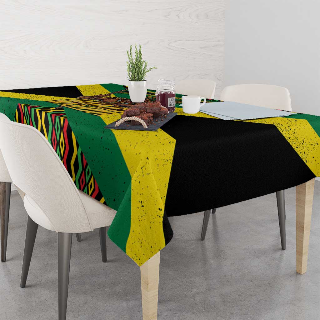 Jamaica Warrior Spirit Tablecloth Tribal Fighter in Reggae Colors - Wonder Print Shop