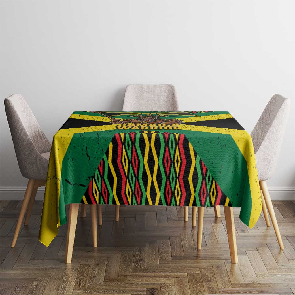 Jamaica Warrior Spirit Tablecloth Tribal Fighter in Reggae Colors - Wonder Print Shop