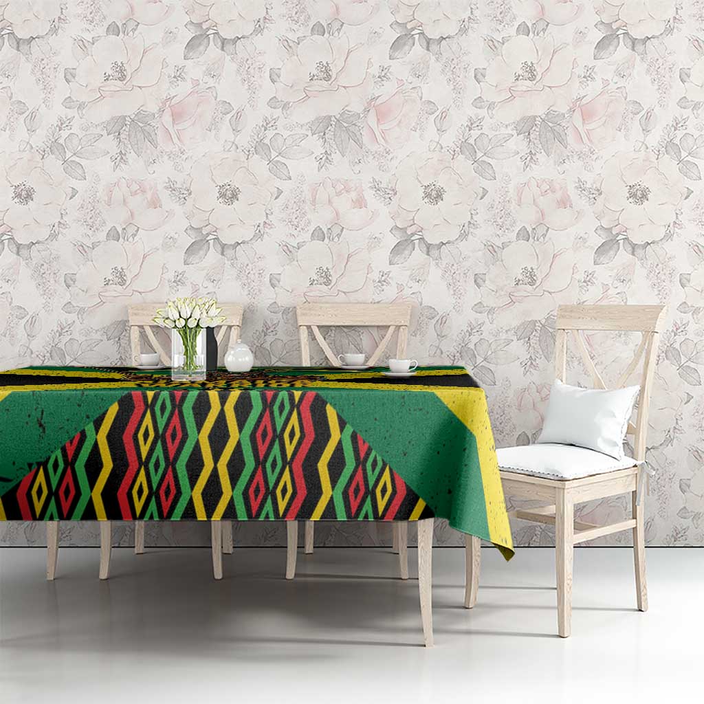 Jamaica Warrior Spirit Tablecloth Tribal Fighter in Reggae Colors - Wonder Print Shop