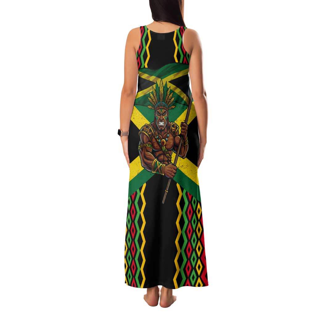 Jamaica Warrior Spirit Tank Maxi Dress Tribal Fighter in Reggae Colors - Wonder Print Shop