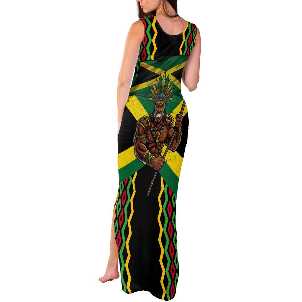 Jamaica Warrior Spirit Tank Maxi Dress Tribal Fighter in Reggae Colors - Wonder Print Shop