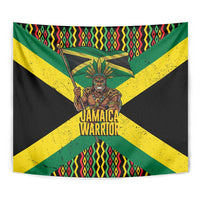 Jamaica Warrior Spirit Tapestry Tribal Fighter in Reggae Colors - Wonder Print Shop