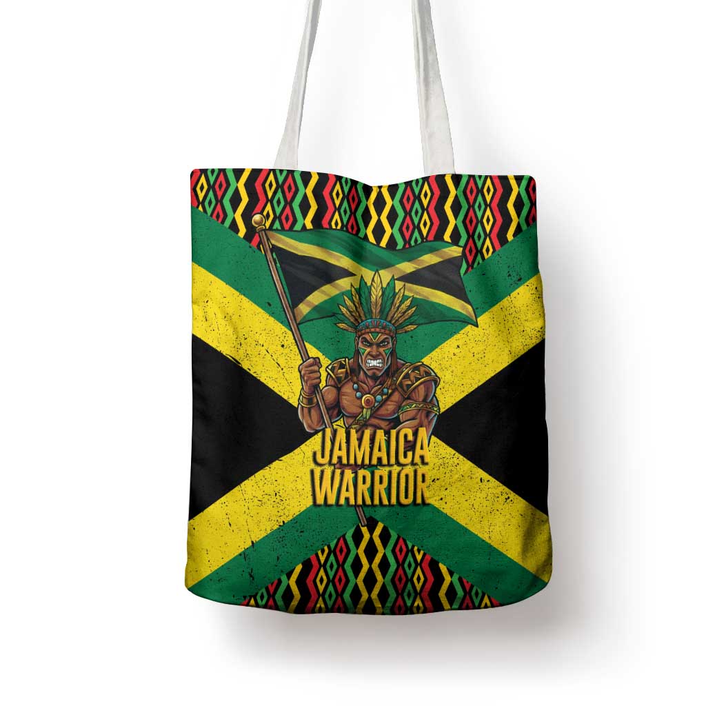 Jamaica Warrior Spirit Tote Bag Tribal Fighter in Reggae Colors - Wonder Print Shop