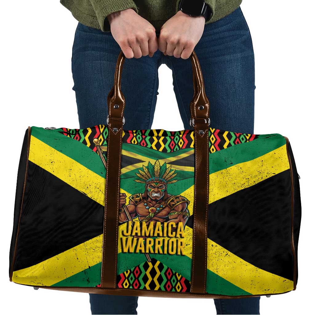 Jamaica Warrior Spirit Travel Bag Tribal Fighter in Reggae Colors - Wonder Print Shop
