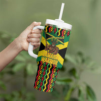 Jamaica Warrior Spirit Tumbler With Handle Tribal Fighter in Reggae Colors - Wonder Print Shop