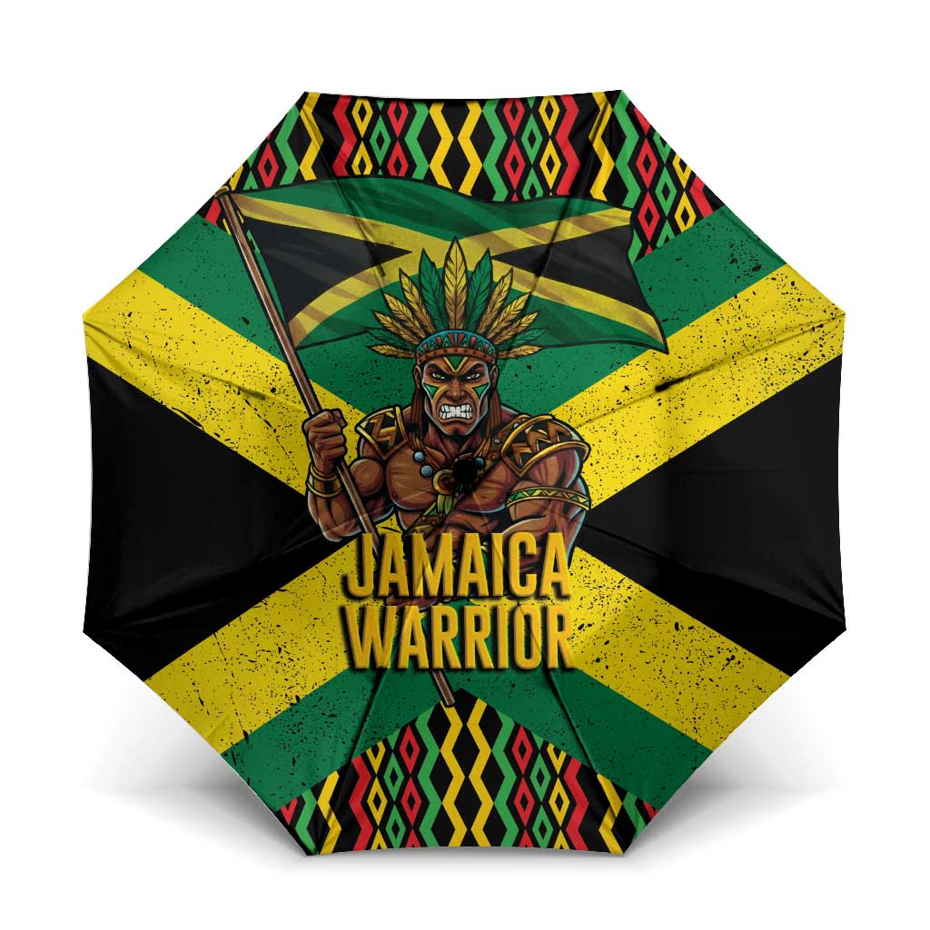 Jamaica Warrior Spirit Umbrella Tribal Fighter in Reggae Colors - Wonder Print Shop