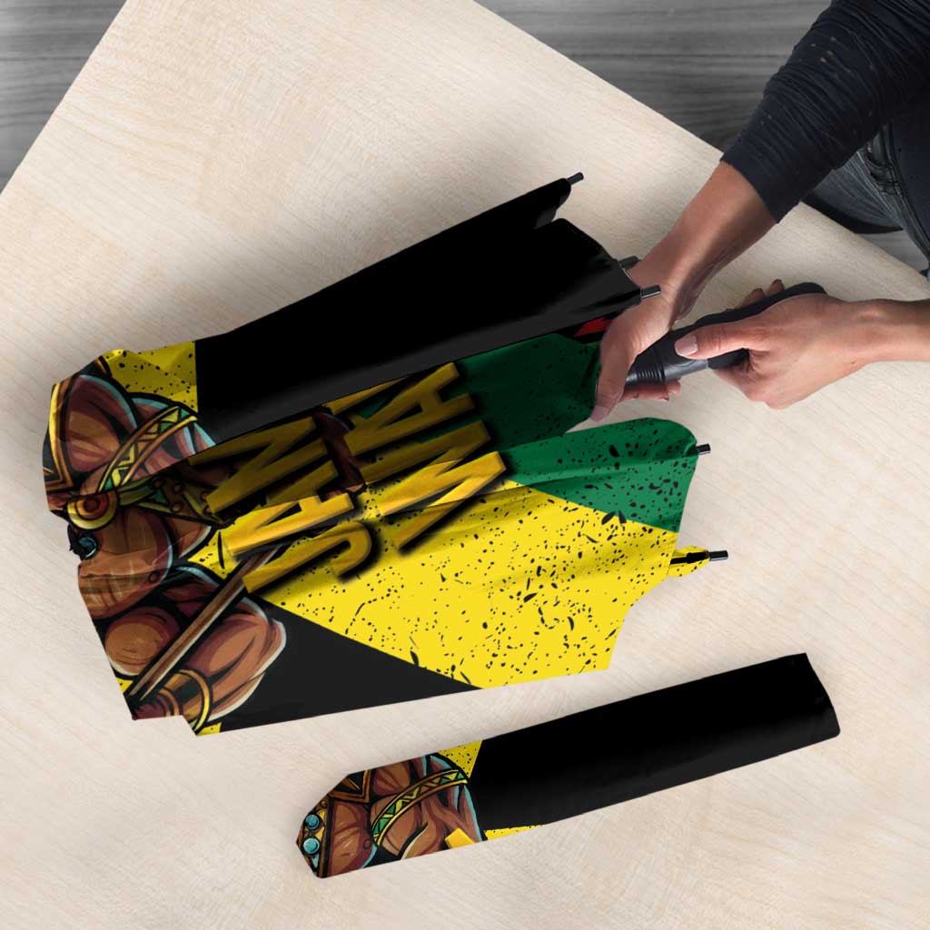 Jamaica Warrior Spirit Umbrella Tribal Fighter in Reggae Colors - Wonder Print Shop