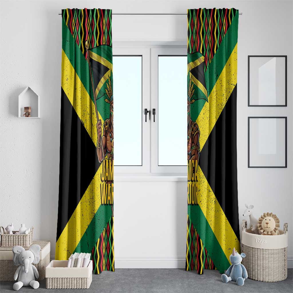 Jamaica Warrior Spirit Window Curtain Tribal Fighter in Reggae Colors - Wonder Print Shop
