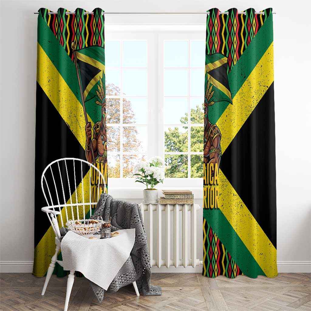 Jamaica Warrior Spirit Window Curtain Tribal Fighter in Reggae Colors - Wonder Print Shop
