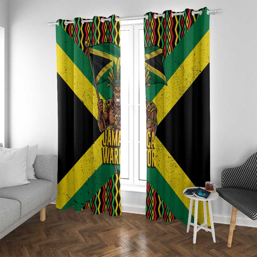 Jamaica Warrior Spirit Window Curtain Tribal Fighter in Reggae Colors - Wonder Print Shop