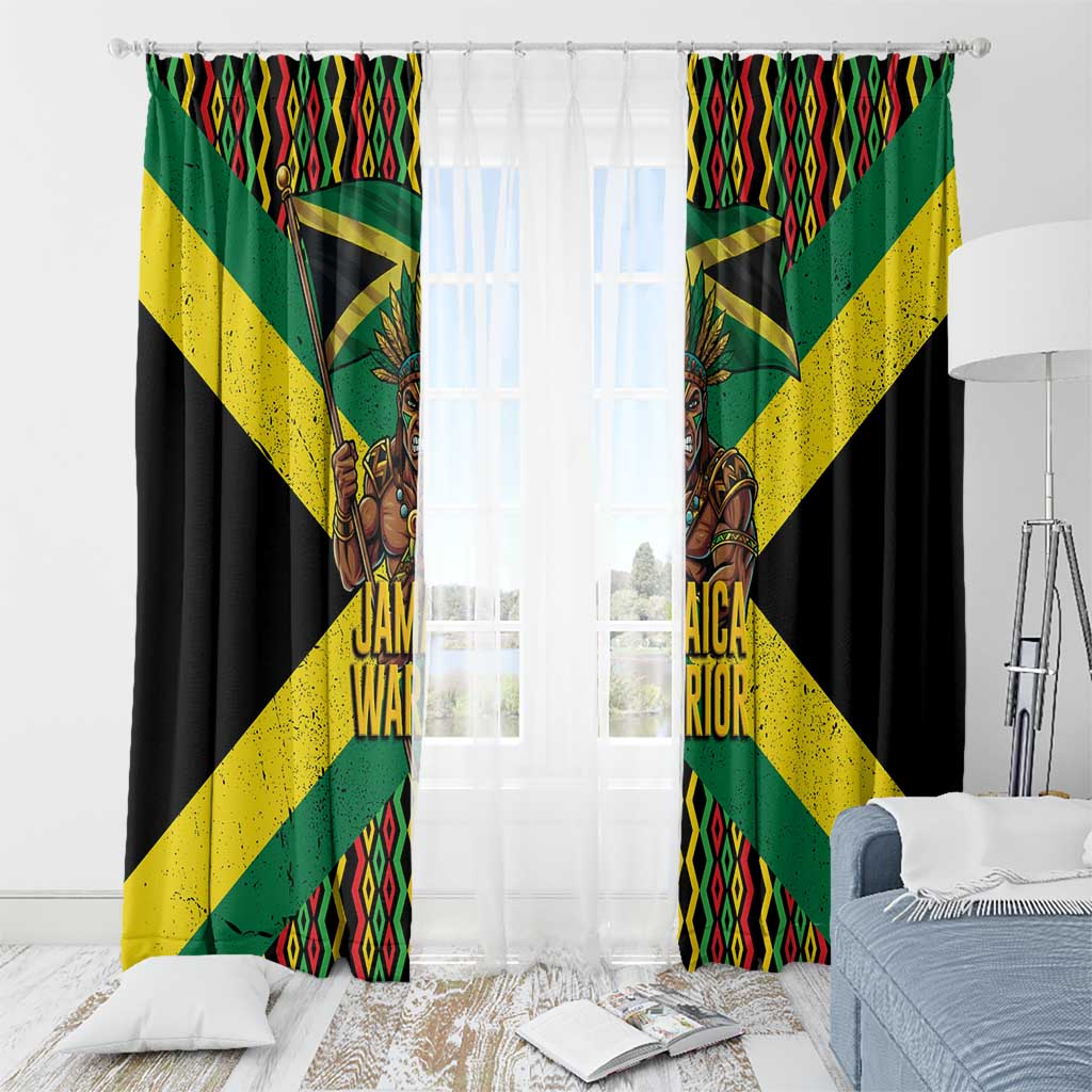 Jamaica Warrior Spirit Window Curtain Tribal Fighter in Reggae Colors - Wonder Print Shop