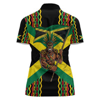 Jamaica Warrior Spirit Women Polo Shirt Tribal Fighter in Reggae Colors - Wonder Print Shop