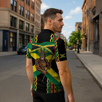 Jamaica Warrior Spirit Zipper Polo Shirt Tribal Fighter in Reggae Colors - Wonder Print Shop