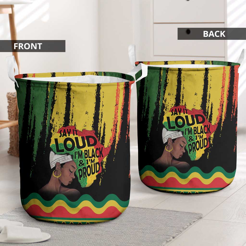 Black History Dreadlocks Map Laundry Basket Say It Loud I’m Black and I’m Proud - Wonder Print Shop