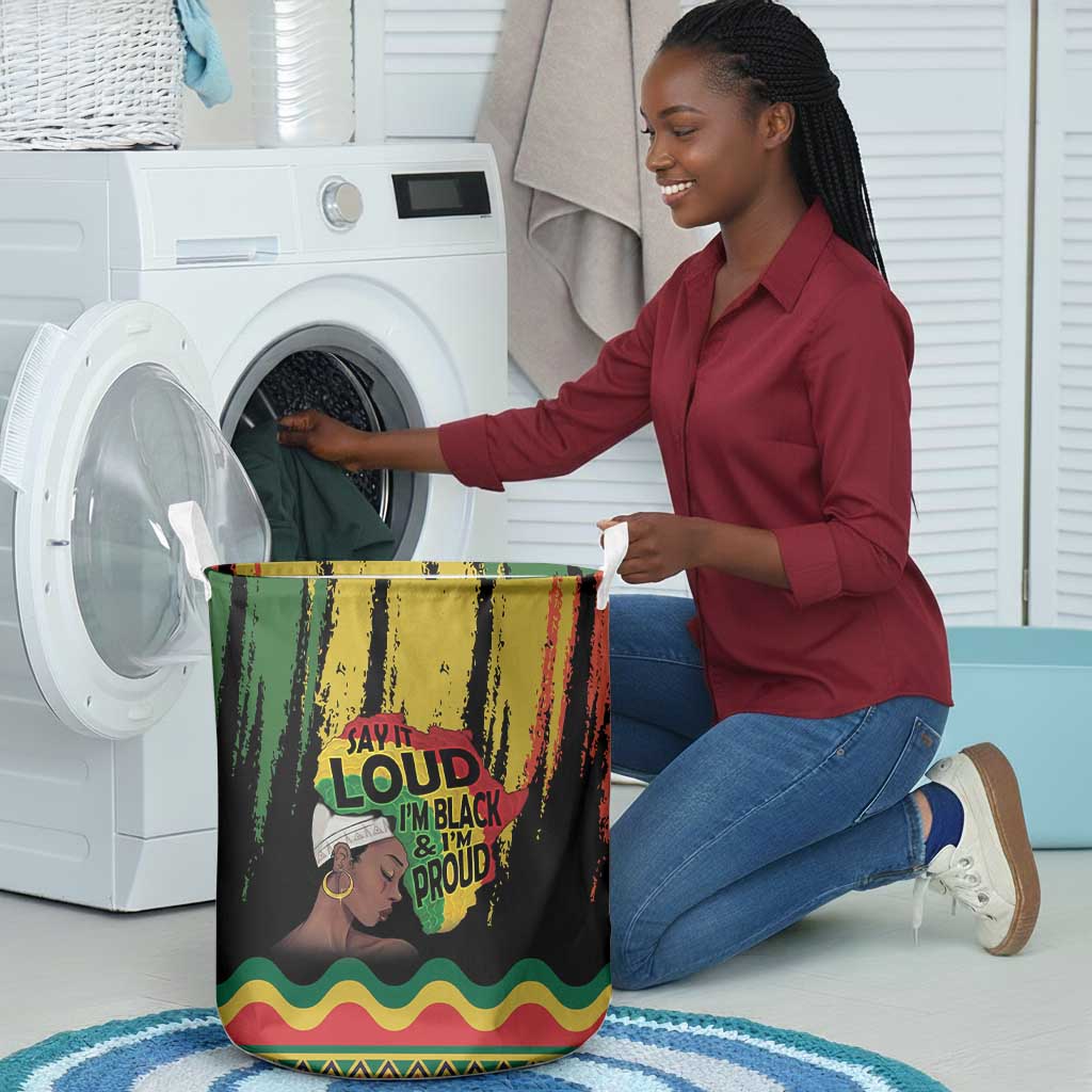 Black History Dreadlocks Map Laundry Basket Say It Loud I’m Black and I’m Proud - Wonder Print Shop