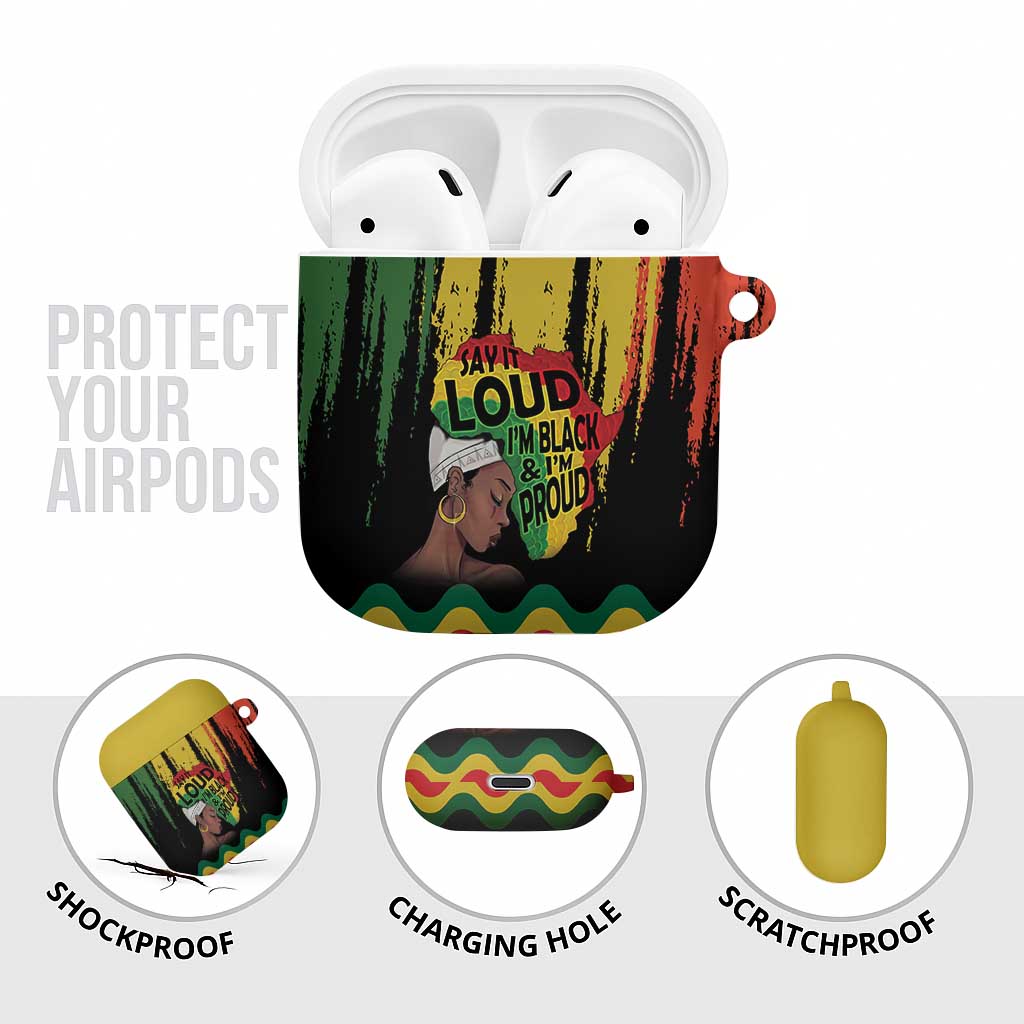 Black History Dreadlocks Map AirPods Case Say It Loud I’m Black and I’m Proud - Wonder Print Shop