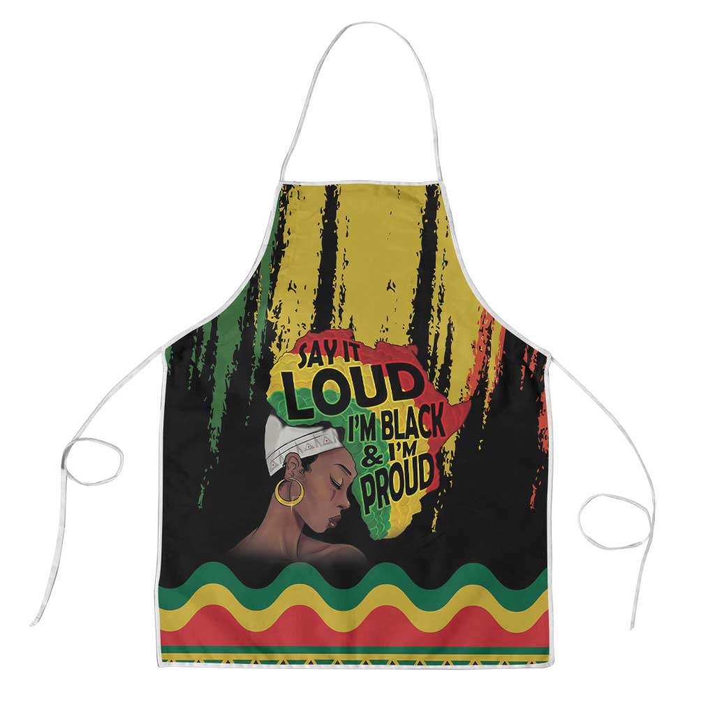 Black History Dreadlocks Map Apron Say It Loud I’m Black and I’m Proud - Wonder Print Shop
