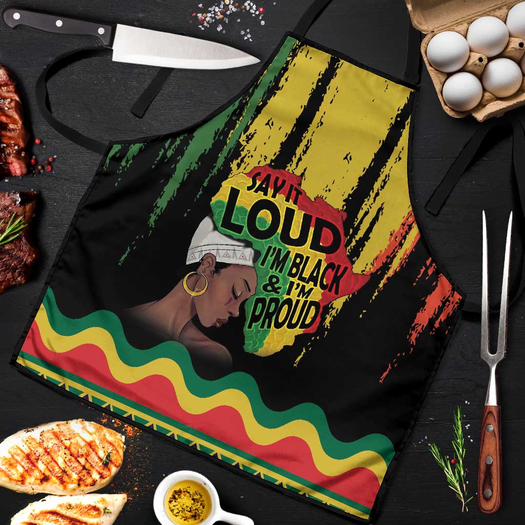 Black History Dreadlocks Map Apron Say It Loud I’m Black and I’m Proud - Wonder Print Shop