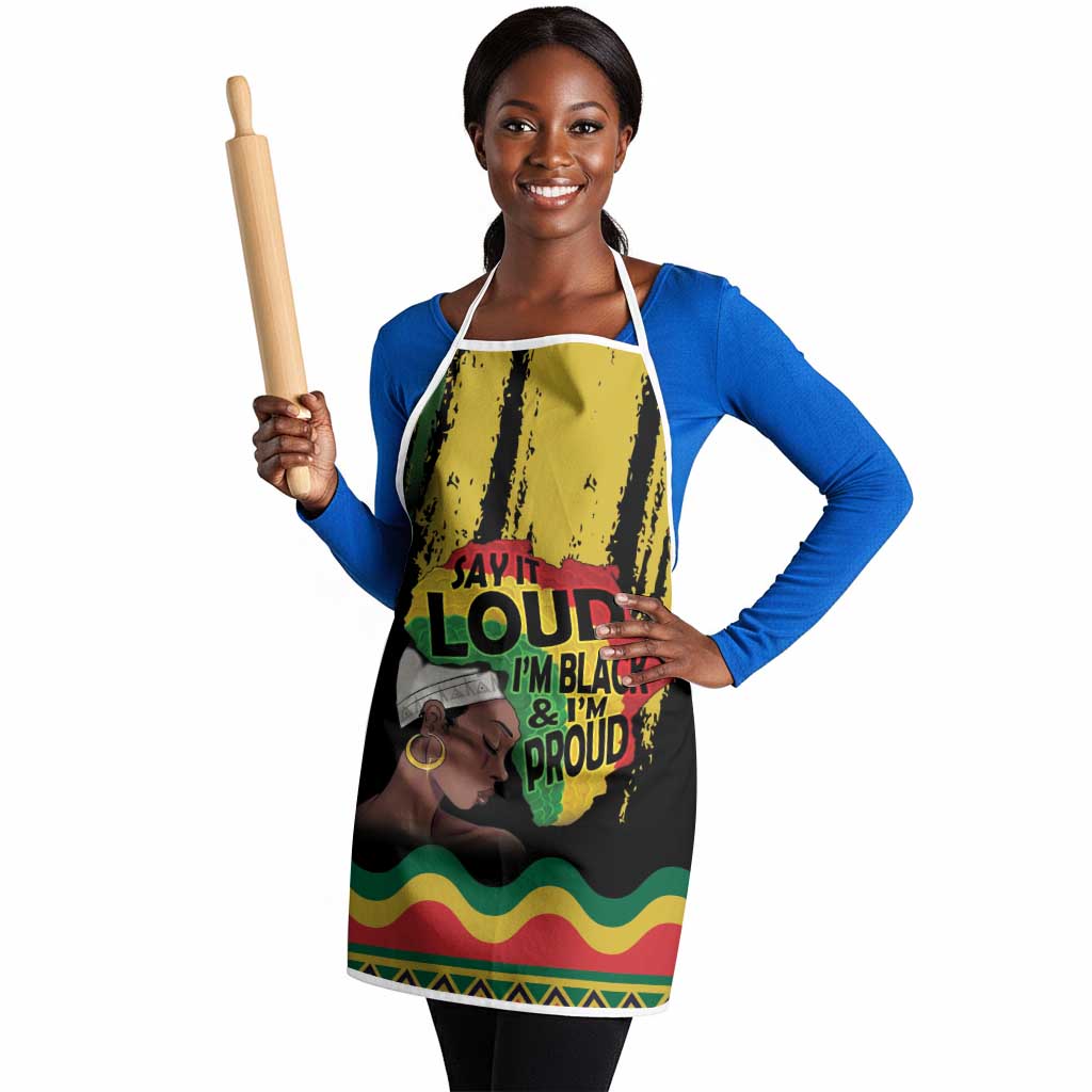 Black History Dreadlocks Map Apron Say It Loud I’m Black and I’m Proud - Wonder Print Shop