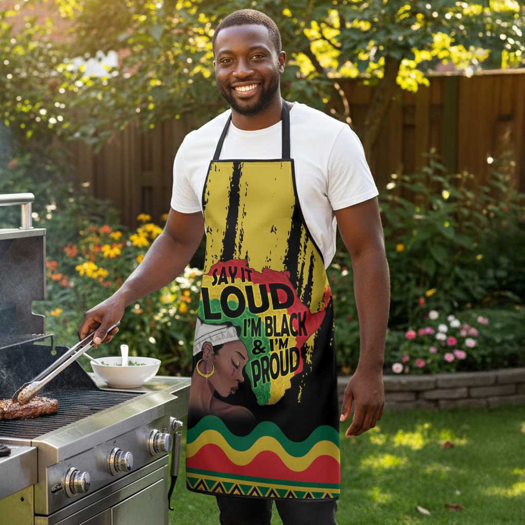 Black History Dreadlocks Map Apron Say It Loud I’m Black and I’m Proud - Wonder Print Shop