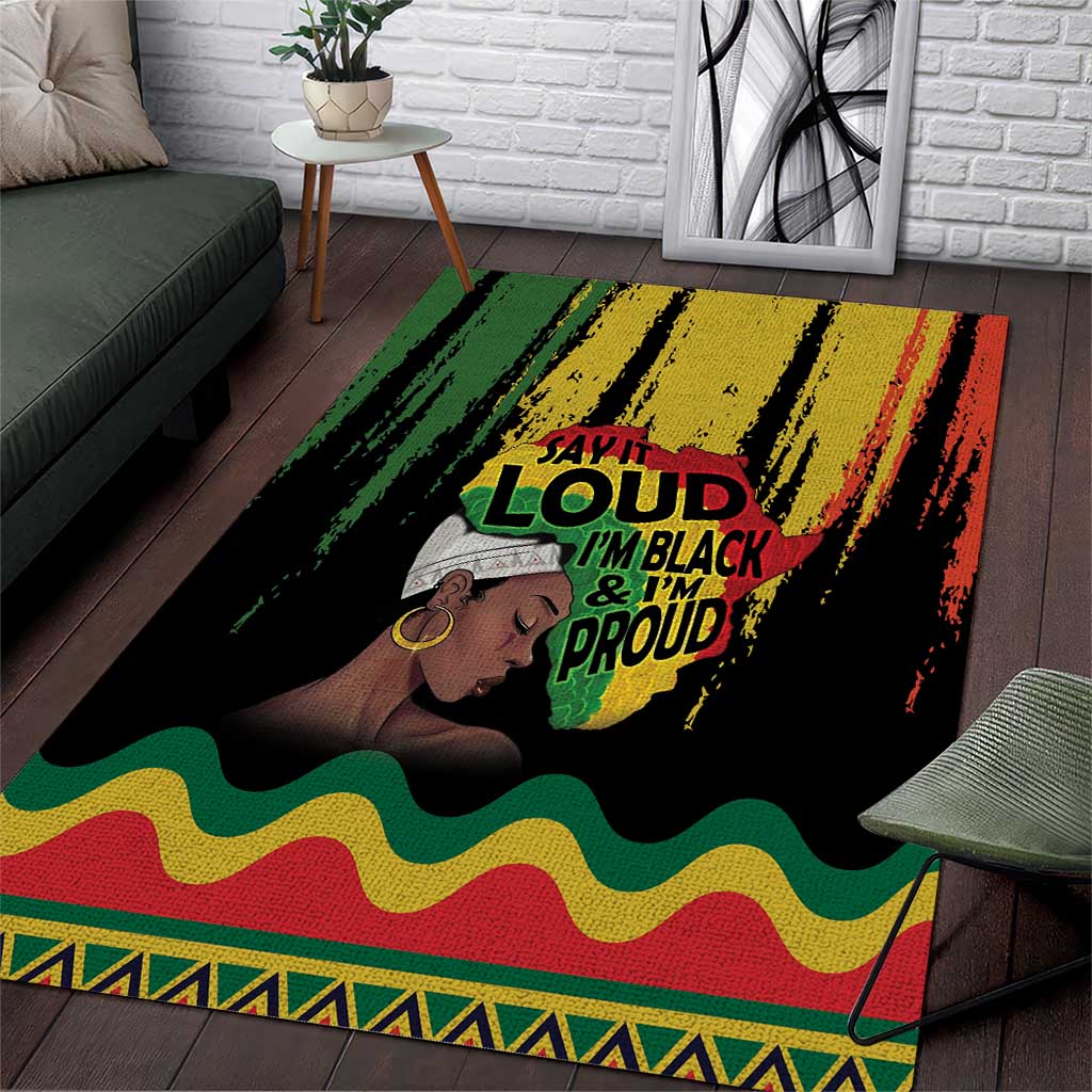 Black History Dreadlocks Map Area Rug Say It Loud I’m Black and I’m Proud - Wonder Print Shop