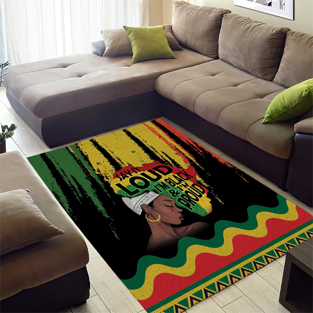 Black History Dreadlocks Map Area Rug Say It Loud I’m Black and I’m Proud - Wonder Print Shop