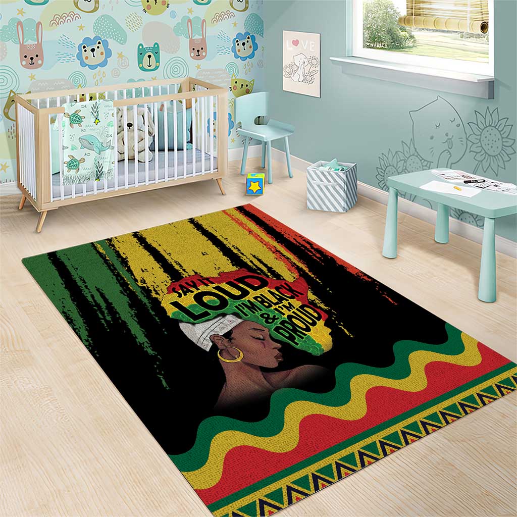 Black History Dreadlocks Map Area Rug Say It Loud I’m Black and I’m Proud - Wonder Print Shop