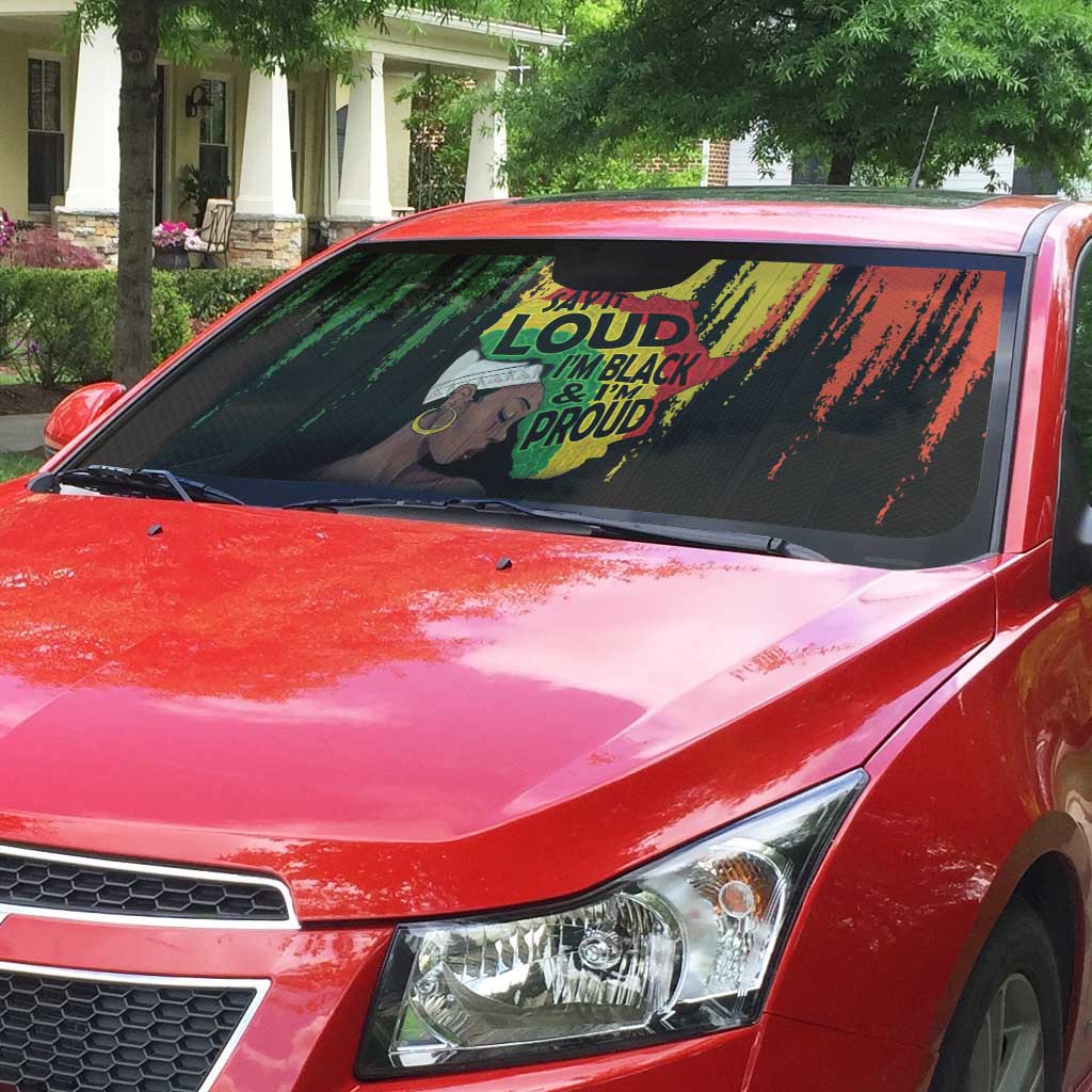 Black History Dreadlocks Map Auto Sun Shade Say It Loud I’m Black and I’m Proud - Wonder Print Shop