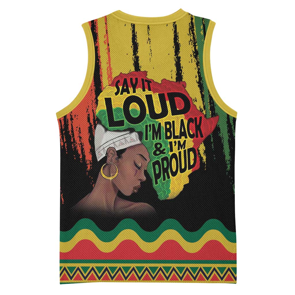 Black History Dreadlocks Map Basketball Jersey Say It Loud I’m Black and I’m Proud - Wonder Print Shop