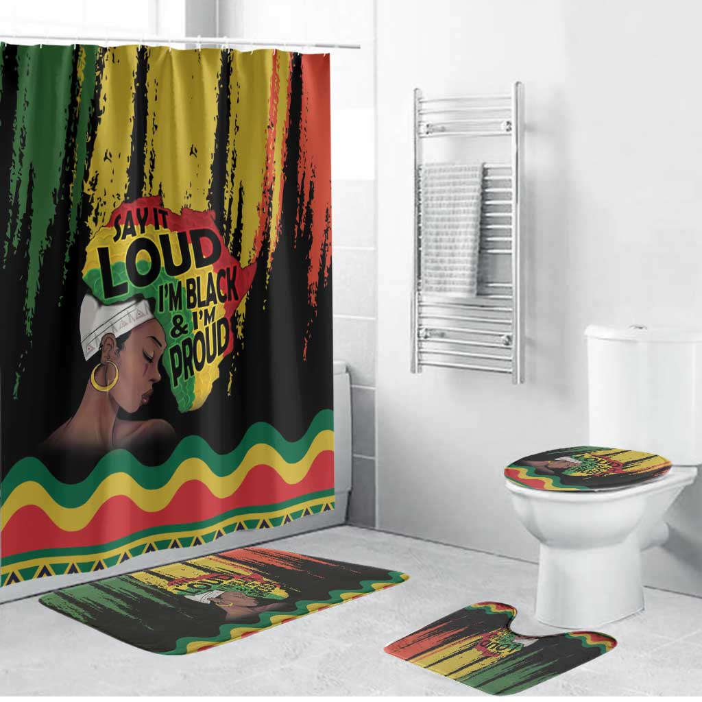 Black History Dreadlocks Map Bathroom Set Say It Loud I’m Black and I’m Proud - Wonder Print Shop