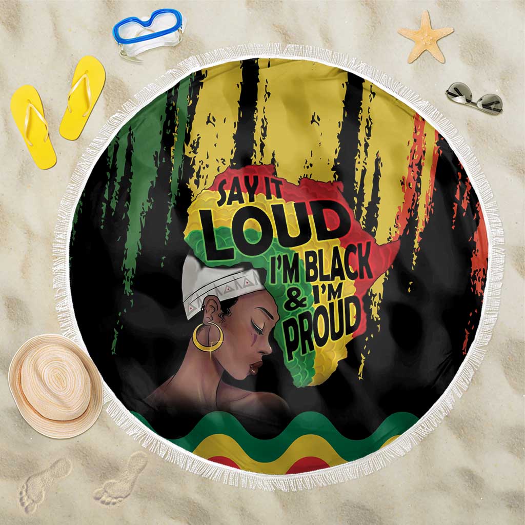 Black History Dreadlocks Map Beach Blanket Say It Loud I’m Black and I’m Proud - Wonder Print Shop