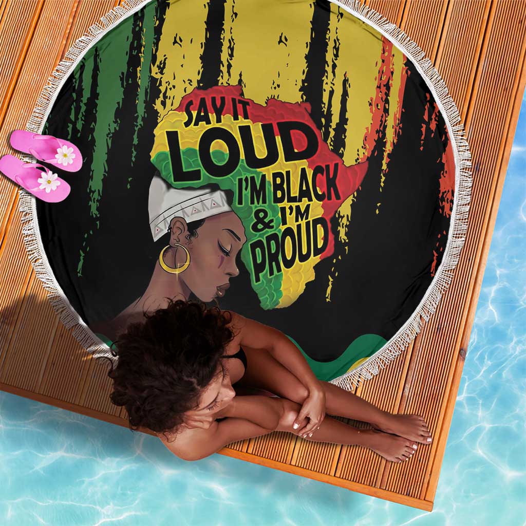 Black History Dreadlocks Map Beach Blanket Say It Loud I’m Black and I’m Proud - Wonder Print Shop