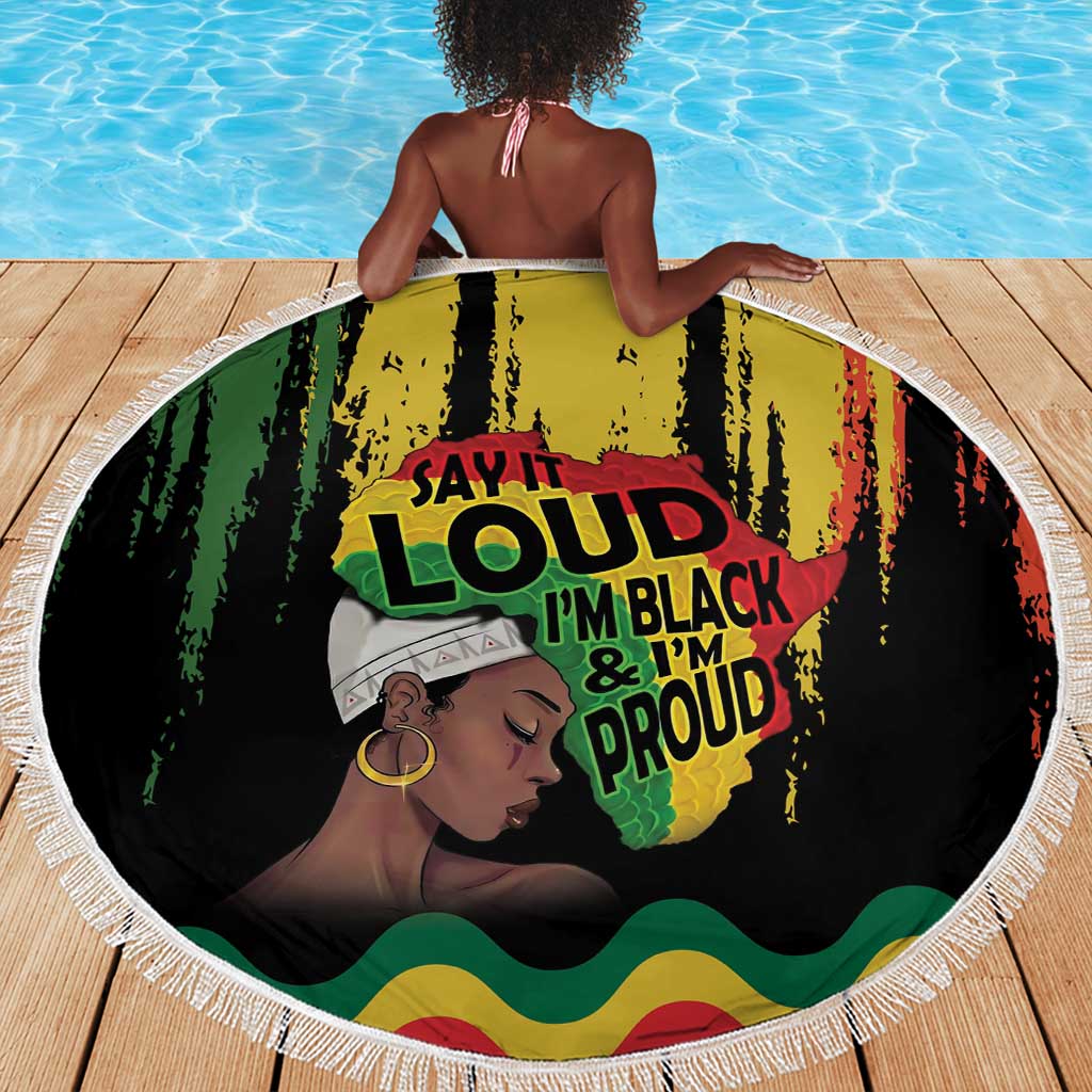 Black History Dreadlocks Map Beach Blanket Say It Loud I’m Black and I’m Proud - Wonder Print Shop